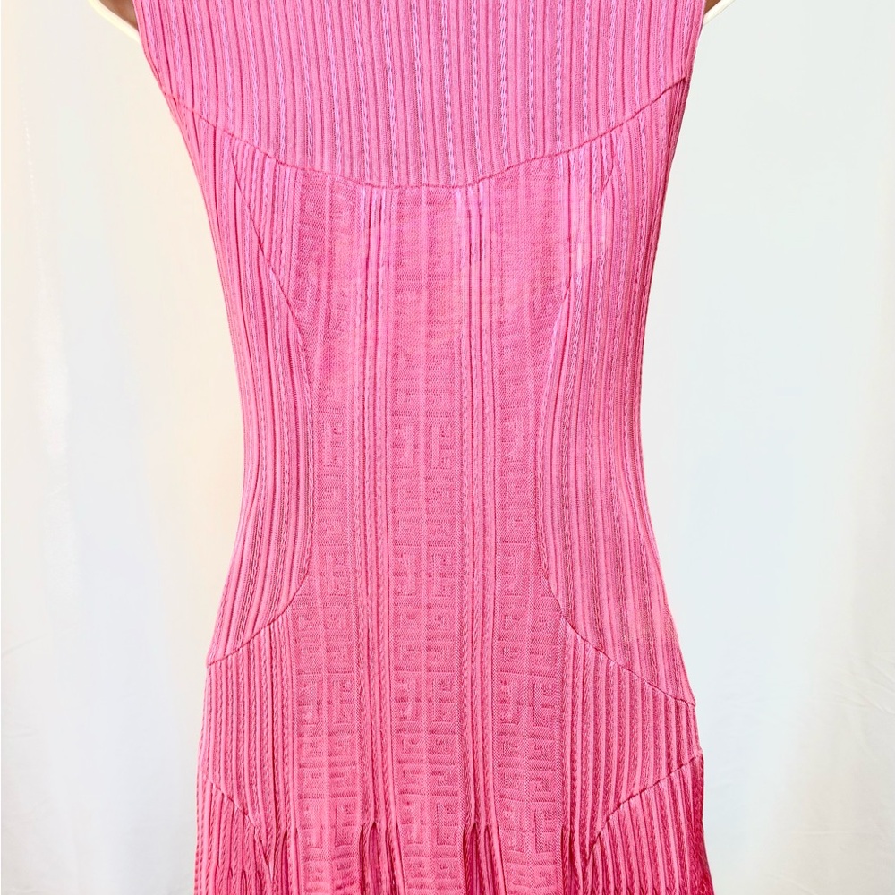 Givenchy 4G Cut Out Mini Dress in Pink Ribbed Knit - Picture 3 of 11